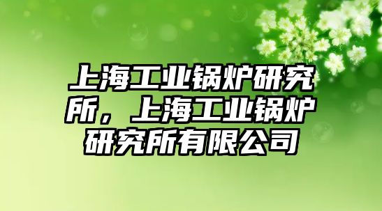 上海工業(yè)鍋爐研究所，上海工業(yè)鍋爐研究所有限公司