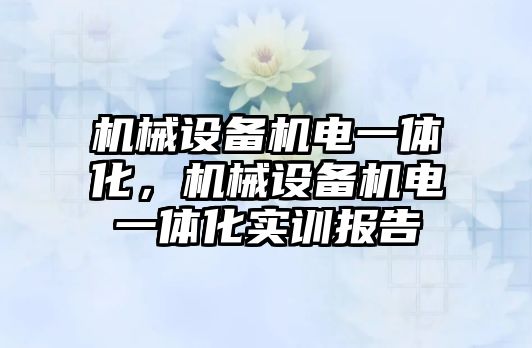 機械設備機電一體化，機械設備機電一體化實訓報告