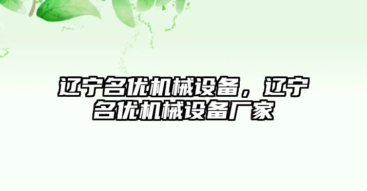 遼寧名優(yōu)機械設(shè)備，遼寧名優(yōu)機械設(shè)備廠家