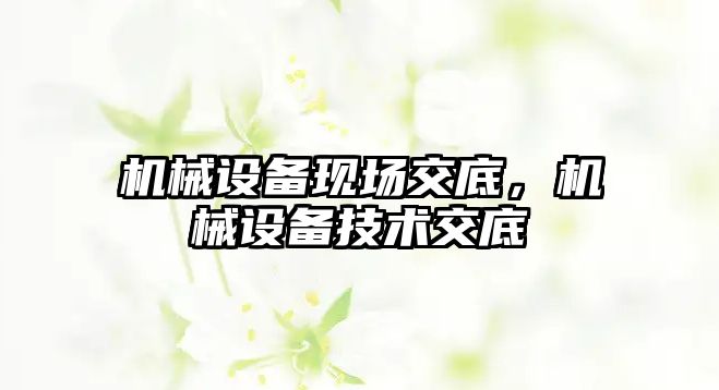 機械設備現(xiàn)場交底，機械設備技術(shù)交底