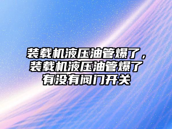 裝載機液壓油管爆了，裝載機液壓油管爆了有沒有閥門開關