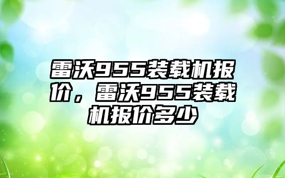 雷沃955裝載機(jī)報價，雷沃955裝載機(jī)報價多少