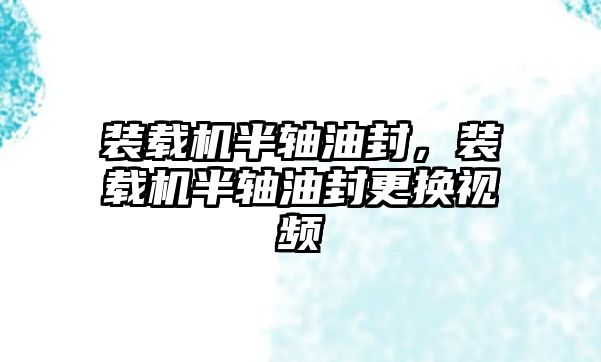 裝載機半軸油封，裝載機半軸油封更換視頻