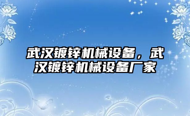 武漢鍍鋅機(jī)械設(shè)備，武漢鍍鋅機(jī)械設(shè)備廠家