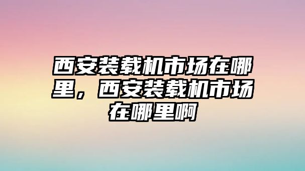 西安裝載機市場在哪里，西安裝載機市場在哪里啊