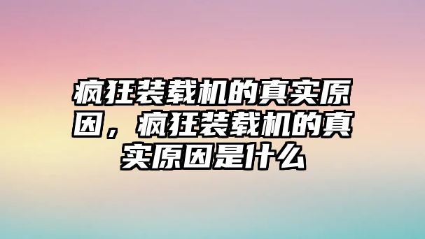 瘋狂裝載機的真實原因，瘋狂裝載機的真實原因是什么