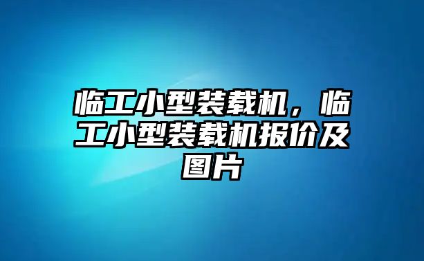 臨工小型裝載機，臨工小型裝載機報價及圖片