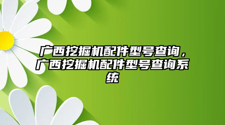 廣西挖掘機(jī)配件型號查詢，廣西挖掘機(jī)配件型號查詢系統(tǒng)