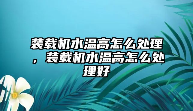 裝載機水溫高怎么處理，裝載機水溫高怎么處理好