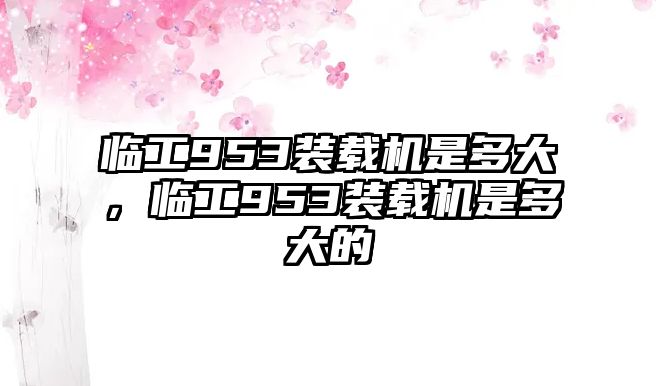 臨工953裝載機(jī)是多大，臨工953裝載機(jī)是多大的