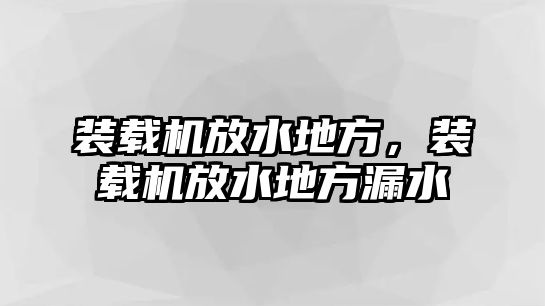 裝載機(jī)放水地方，裝載機(jī)放水地方漏水