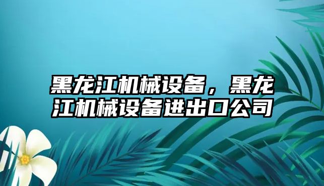 黑龍江機械設備，黑龍江機械設備進出口公司