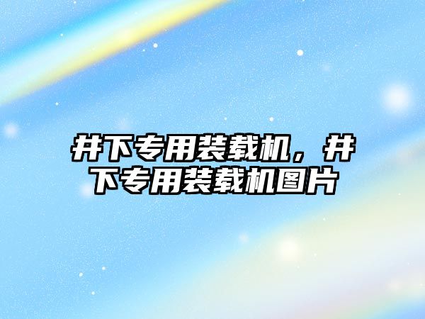 井下專用裝載機，井下專用裝載機圖片