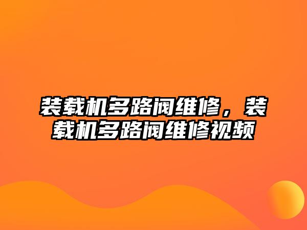 裝載機(jī)多路閥維修，裝載機(jī)多路閥維修視頻