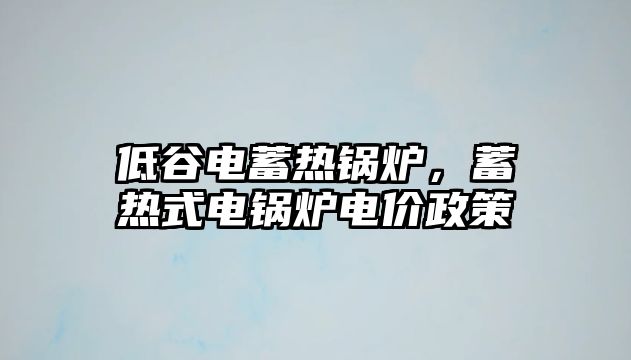 低谷電蓄熱鍋爐，蓄熱式電鍋爐電價(jià)政策