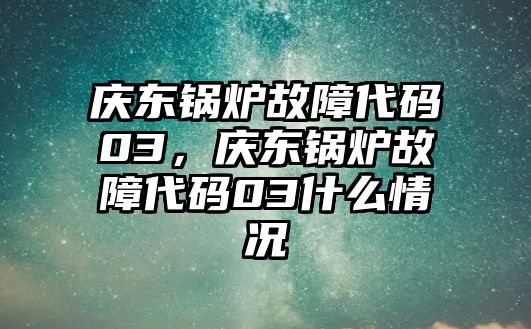 慶東鍋爐故障代碼03，慶東鍋爐故障代碼03什么情況