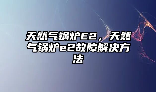 天然氣鍋爐E2，天然氣鍋爐e2故障解決方法