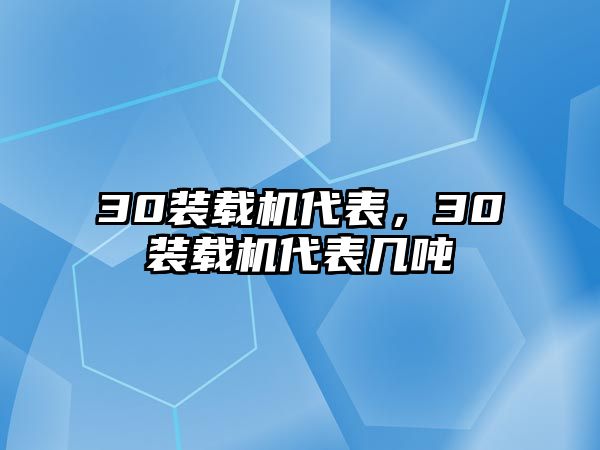 30裝載機(jī)代表，30裝載機(jī)代表幾噸