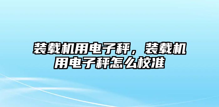 裝載機(jī)用電子秤，裝載機(jī)用電子秤怎么校準(zhǔn)