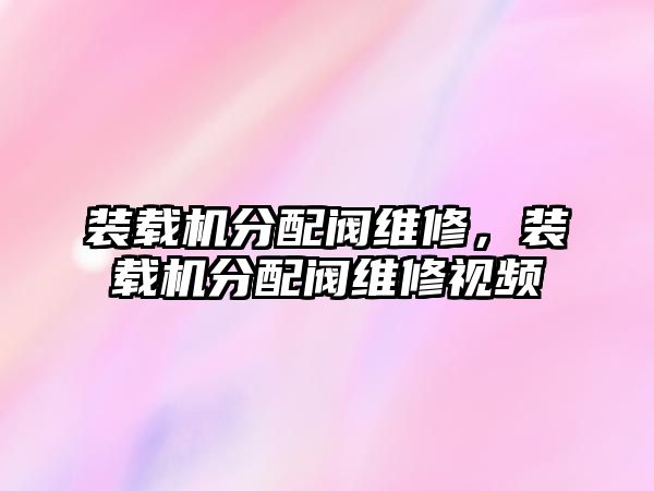 裝載機(jī)分配閥維修，裝載機(jī)分配閥維修視頻