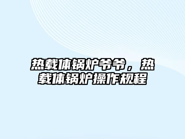 熱載體鍋爐爺爺，熱載體鍋爐操作規(guī)程