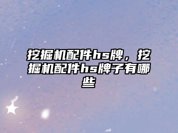 挖掘機配件hs牌，挖掘機配件hs牌子有哪些