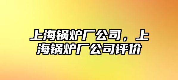 上海鍋爐廠公司，上海鍋爐廠公司評價