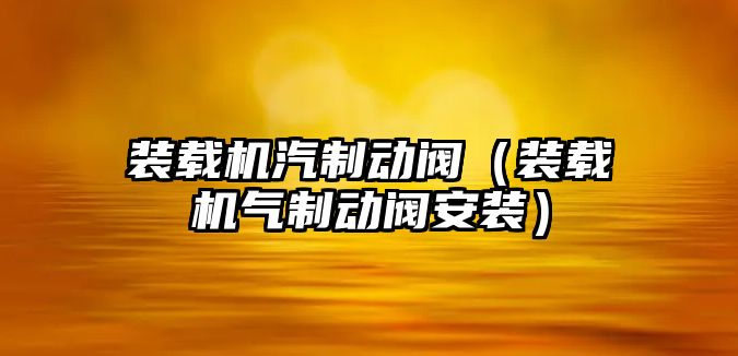 裝載機汽制動閥（裝載機氣制動閥安裝）