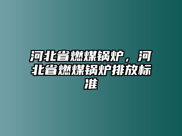 河北省燃煤鍋爐，河北省燃煤鍋爐排放標準