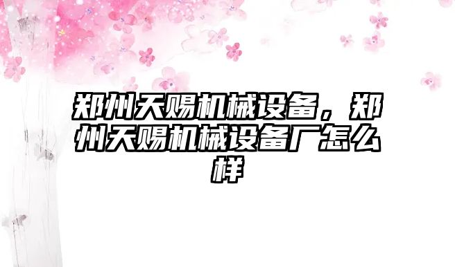 鄭州天賜機(jī)械設(shè)備，鄭州天賜機(jī)械設(shè)備廠怎么樣