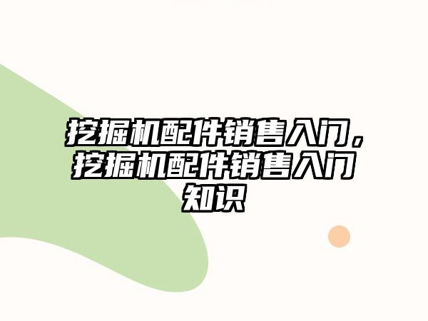 挖掘機配件銷售入門，挖掘機配件銷售入門知識