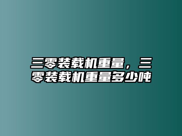 三零裝載機重量，三零裝載機重量多少噸