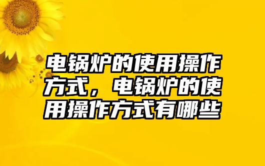 電鍋爐的使用操作方式，電鍋爐的使用操作方式有哪些