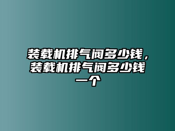 裝載機排氣閥多少錢，裝載機排氣閥多少錢一個