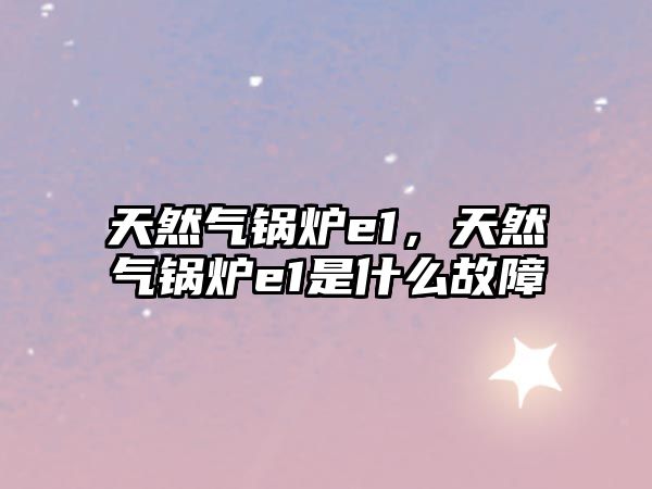 天然氣鍋爐e1，天然氣鍋爐e1是什么故障