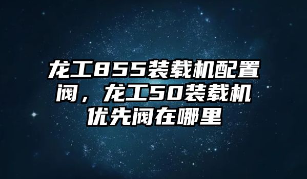 龍工855裝載機(jī)配置閥，龍工50裝載機(jī)優(yōu)先閥在哪里