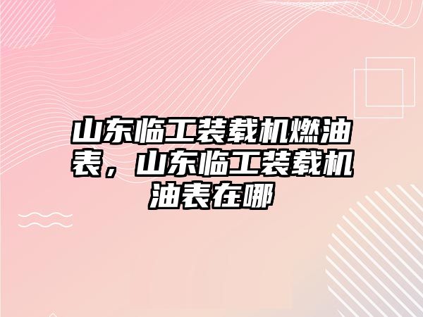 山東臨工裝載機燃油表，山東臨工裝載機油表在哪