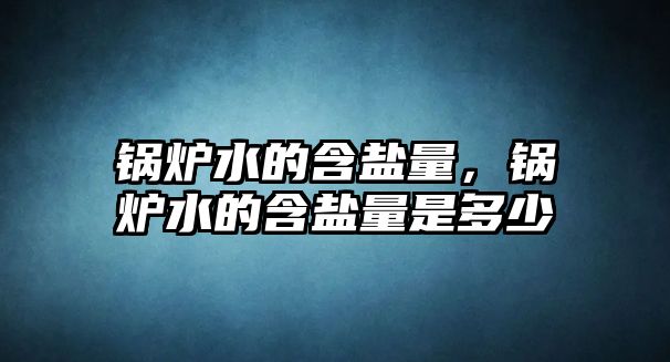 鍋爐水的含鹽量，鍋爐水的含鹽量是多少