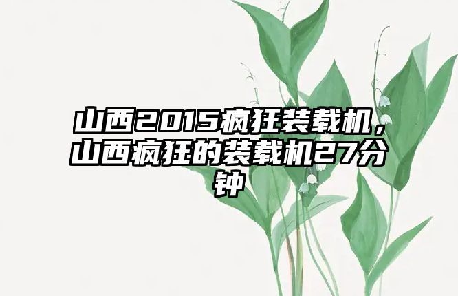 山西2015瘋狂裝載機(jī)，山西瘋狂的裝載機(jī)27分鐘