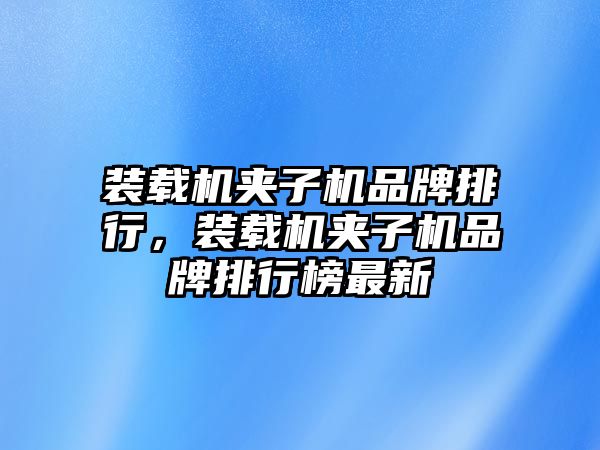 裝載機夾子機品牌排行，裝載機夾子機品牌排行榜最新