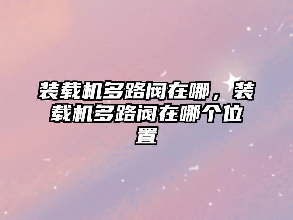 裝載機多路閥在哪，裝載機多路閥在哪個位置