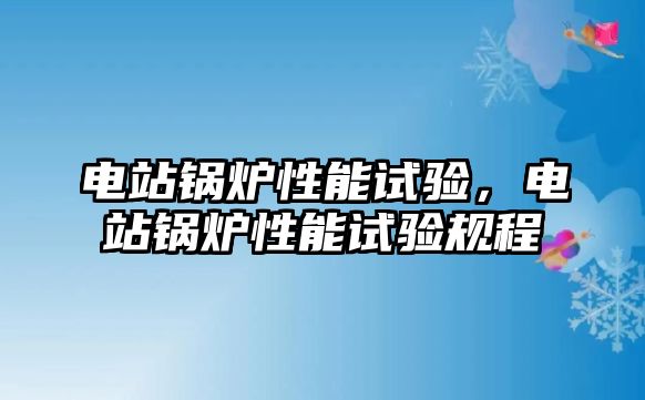 電站鍋爐性能試驗，電站鍋爐性能試驗規(guī)程