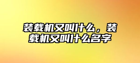 裝載機又叫什么，裝載機又叫什么名字