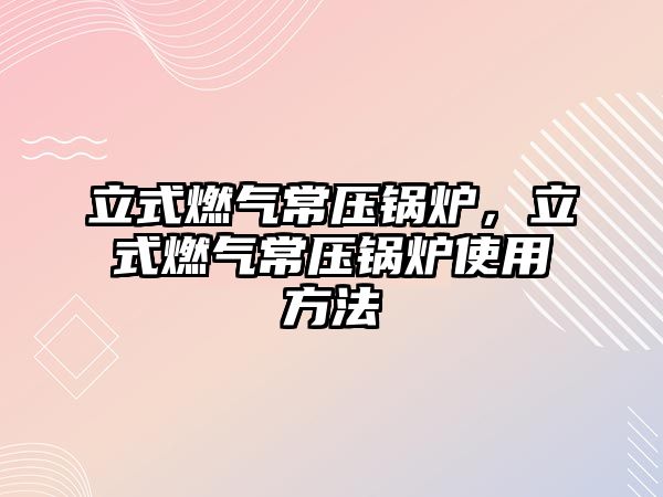 立式燃?xì)獬哄仩t，立式燃?xì)獬哄仩t使用方法