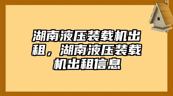 湖南液壓裝載機(jī)出租，湖南液壓裝載機(jī)出租信息