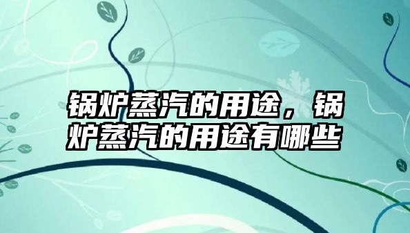 鍋爐蒸汽的用途，鍋爐蒸汽的用途有哪些