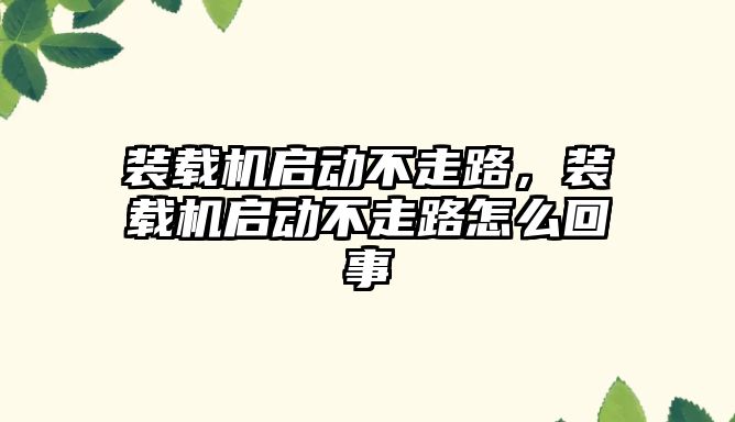 裝載機啟動不走路，裝載機啟動不走路怎么回事