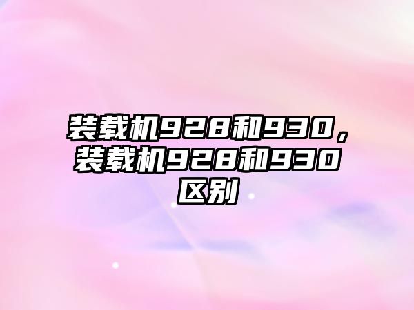 裝載機(jī)928和930，裝載機(jī)928和930區(qū)別