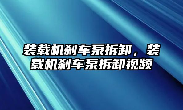 裝載機(jī)剎車泵拆卸，裝載機(jī)剎車泵拆卸視頻