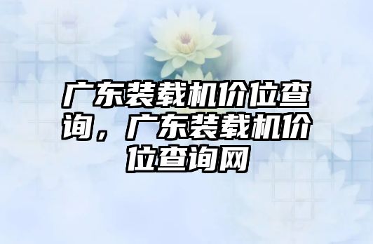 廣東裝載機(jī)價(jià)位查詢，廣東裝載機(jī)價(jià)位查詢網(wǎng)